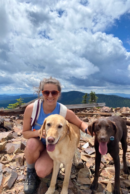 Katherine Sussman with 2 pet dogs